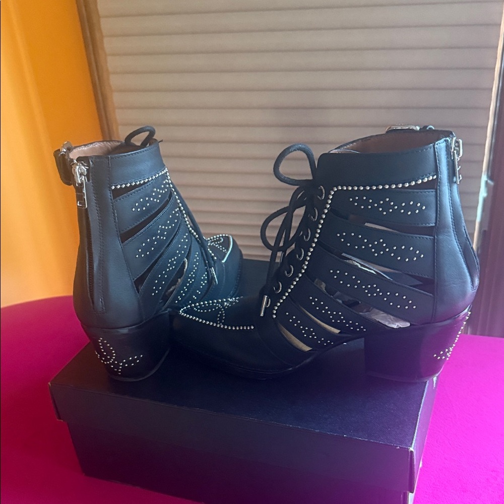 Coach Black Lace Up Studded Boots - Picture 5 of 6